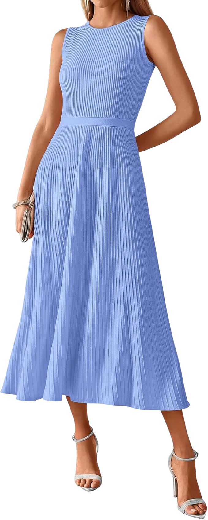 BTFBM pleated midi sweater dress casual